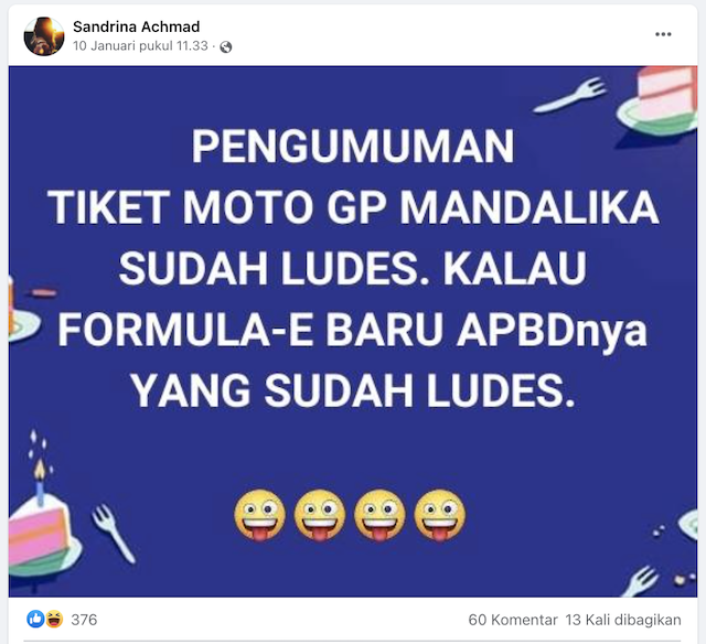 Tangkapan layar unggahan hoaks di media sosial