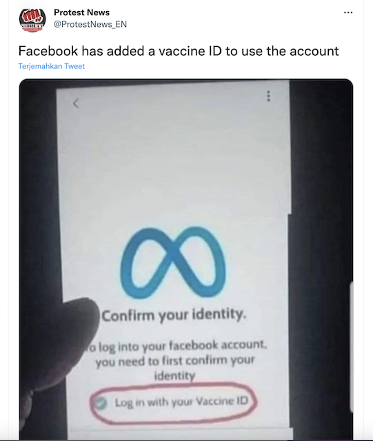 [Cek Fakta] Akses Akun Facebook Saat Ini Harus Gunakan Bukti Vaksinasi Covid-19, Benarkah?