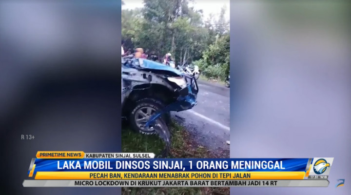 Mobil Dinsos Sinjai Kecelakaan Tunggal, 1 Penumpang Tewas