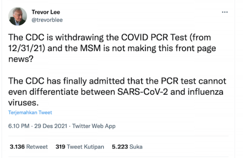 [Cek Fakta] Tes PCR Tidak Mampu Membedakan Virus Covid-19 dan Influenza? Ini Faktanya