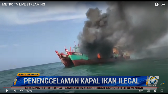 Indonesia Tenggelamkan Kapal Pencuri Ikan Asal Malaysia