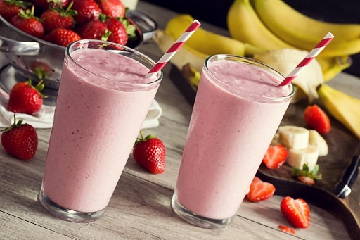 Strawberry banana protein blast. (Foto: Dok. Greenfields)