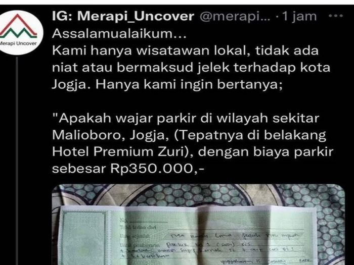 Viral Parkir Rp350 Ribu di Yogyakarta, Sandiaga Uno Naik Pitam