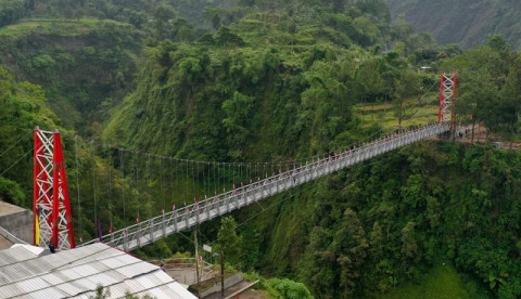 Begini Penampakan Jembatan Gantung  Girpasang di Klaten Senilai Rp3,2 Miliar