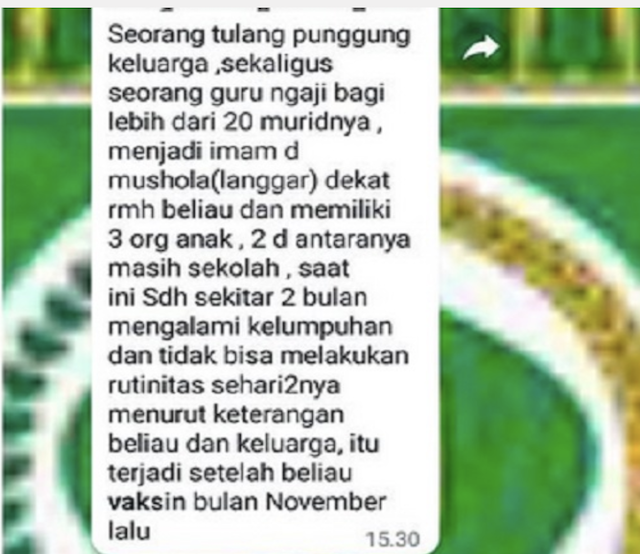 [Cek Fakta] Kabar Seorang Guru Ngaji Lumpuh karena Divaksin Hoaks, Ternyata Lemas Belum Makan