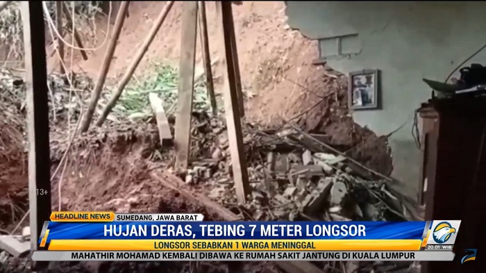 1 Orang Tewas Akibat Longsor di Sumedang