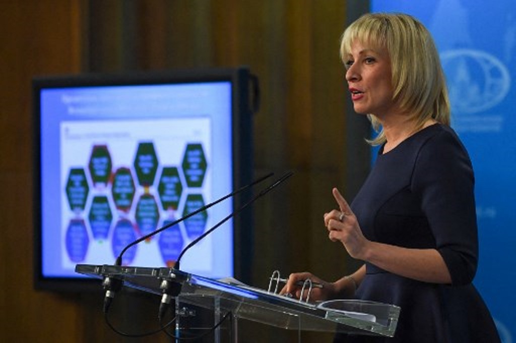 Juru bicara Kementerlan Luar Negeri Rusia Maria Zakharova. (Yuri KADOBNOV / AFP)