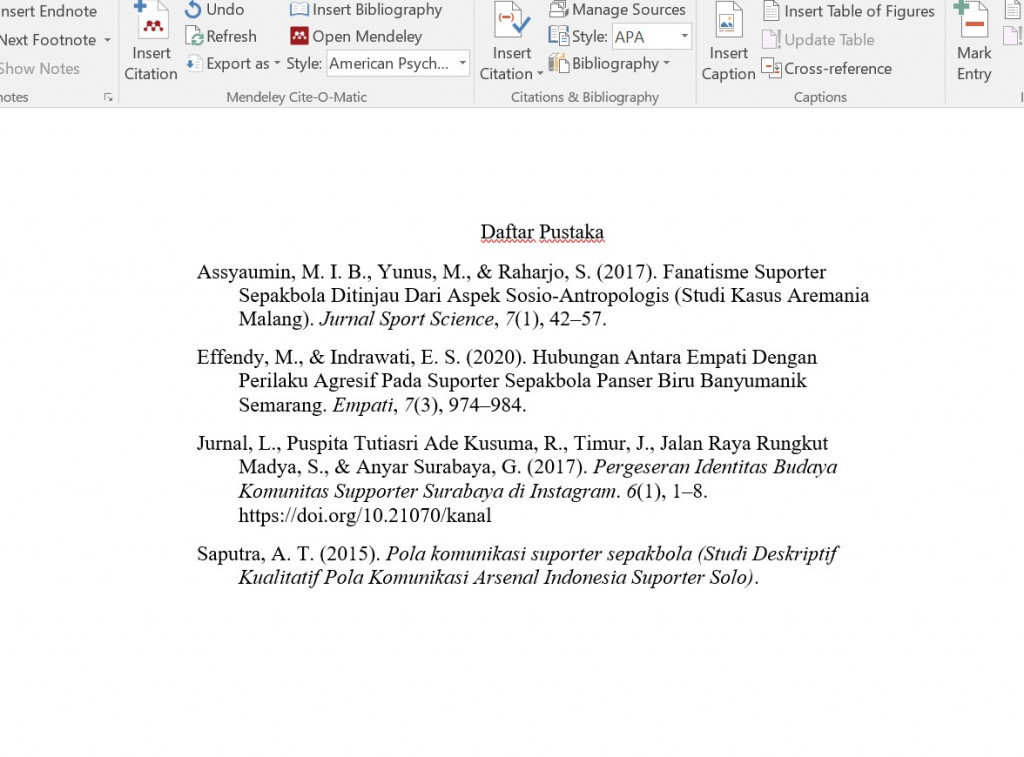 Cara Membuat Daftar Pustaka Menggunakan Mendeley di Word