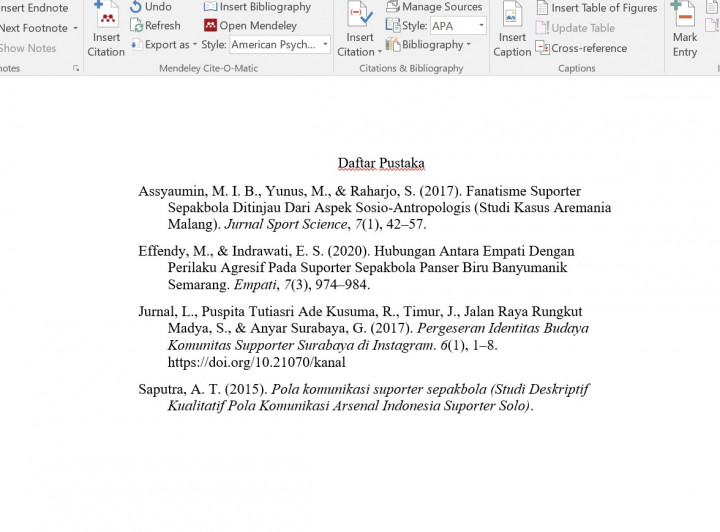 Cara Membuat Daftar Pustaka Menggunakan Mendeley di Word