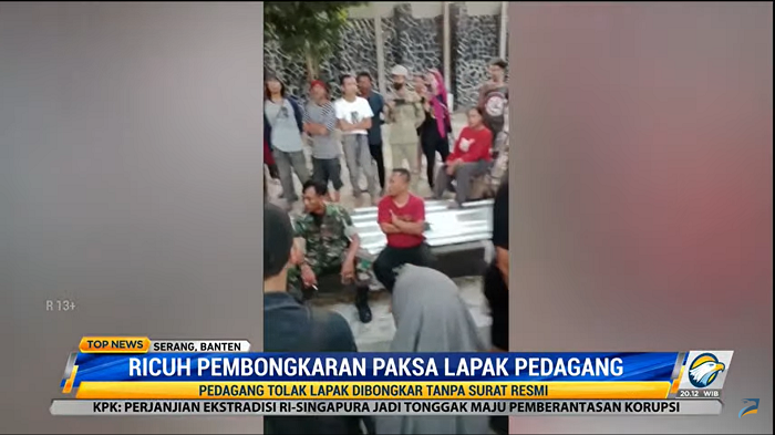 Pembongkaran Paksa Lapak Pedagang di Serang Berakhir Ricuh