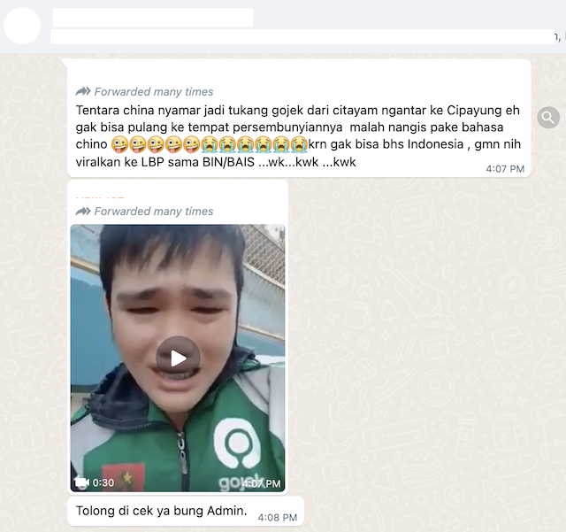 [Cek Fakta] Viral Tentara Tiongkok Menyamar sebagai Pengemudi Gojek? Ternyata Begini Faktanya
