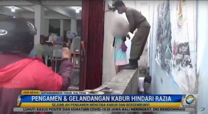 Pengamen Cilik dan Gelandangan Kabur Hindari Razia