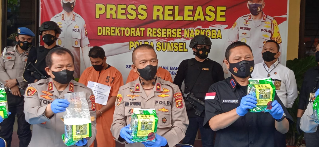 Kapolda Sumsel merilis pengungkapan narkoba seberat 16 kilogram, Rabu, 2 Februari 2022. Foro: Istimewa