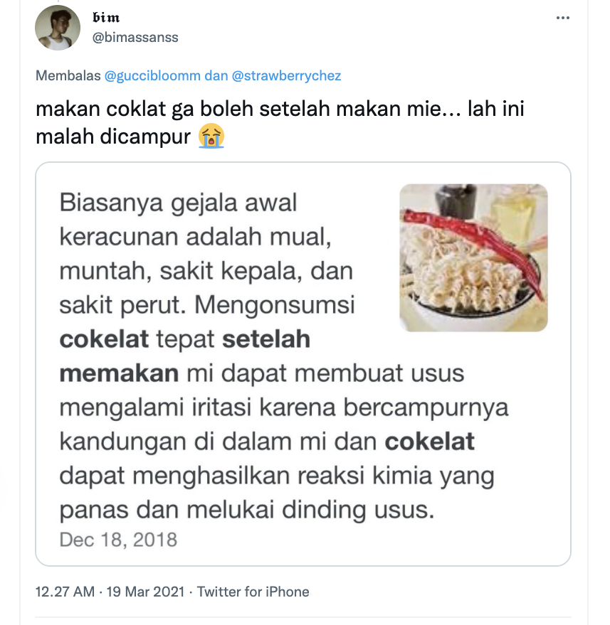 Tangkapan layar unggahan hoaks di media sosial