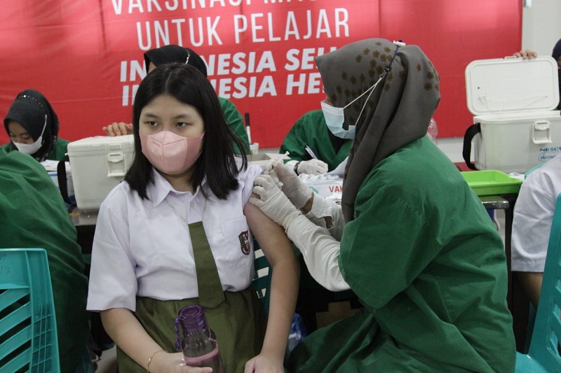 Binda Riau melakukan vaksinasi covid-19 terhadap anak 6-11 tahun. (Istimewa)