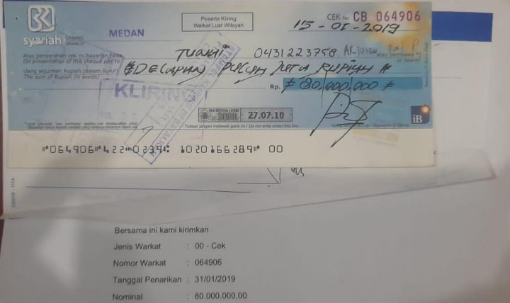 Bayar Utang Pakai Cek Kosong, Pria Aceh Dibekuk