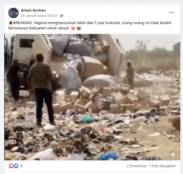 [Cek Fakta] Nigeria Hancurkan 1 Juta Vaksin Covid-19 karena Kekuatan Rakyat yang Tak Mau Dibodohi Vaksinasi?