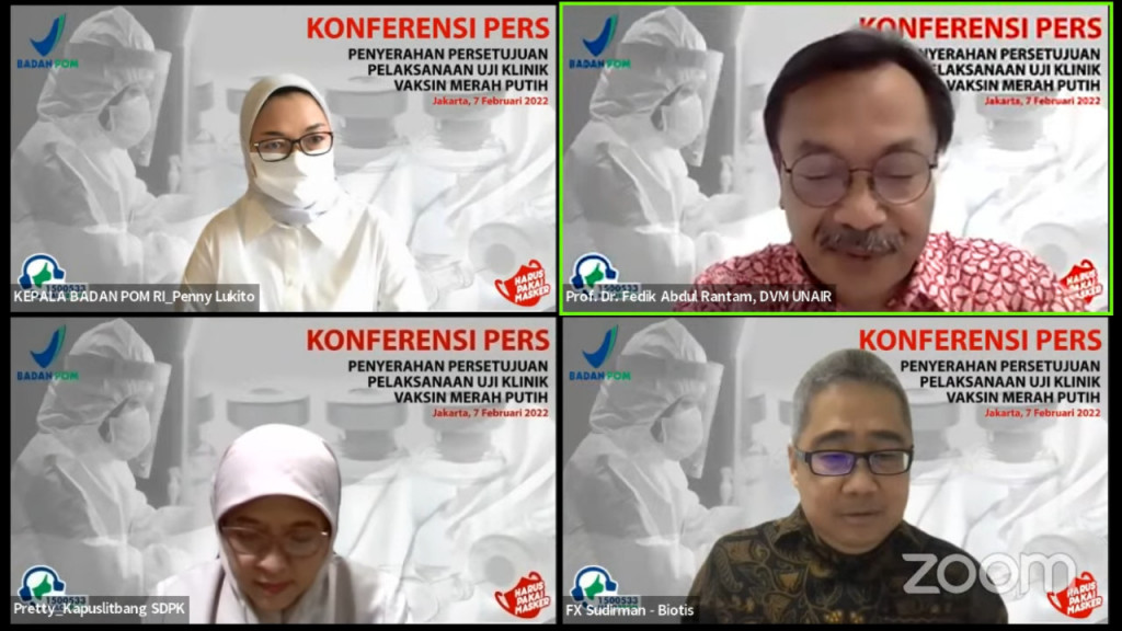 Konferensi pers terkait persetujuan uji klinik vaksin Merah Putih. Medcom.id/Ilham Pratama Putra