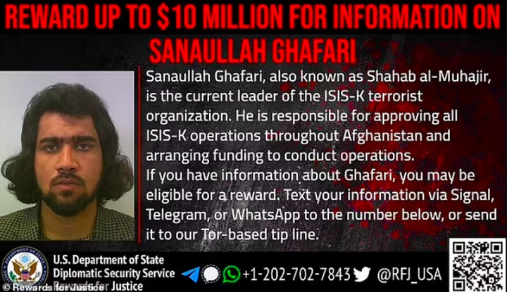 AS Tawarkan Hadiah Rp143 Miliar untuk Informasi Terkait Pemimpin ISIS-K