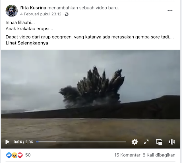 [Cek Fakta] Beredar Video Erupsi Gunung Anak Krakatau pada 4 Februari 2022? Begini Faktanya