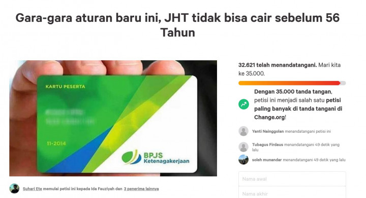 Beredar Petisi #BatalkanPermenakerNomor 2/2022, Sudah Ditandatangani 30 Ribu Orang