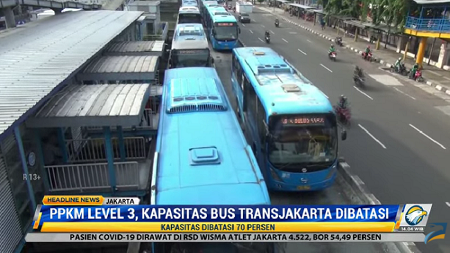 PPKM Level 3, Kapasitas Bus Trasjakarta Dibatasi