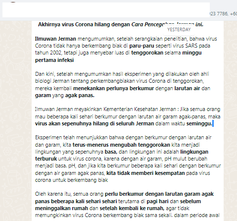 [Cek Fakta] Ilmuwan Jerman Sebut Berkumur Beberapa Kali dengan Air Garam Panas Bisa Hilangkan Covid-19? Ini Faktanya