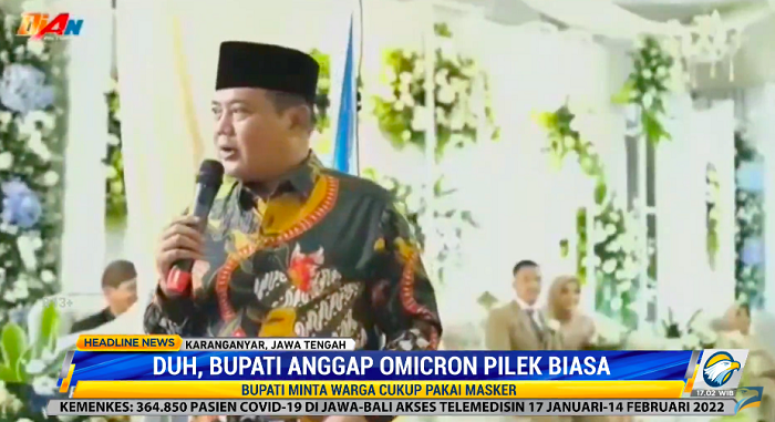 Viral, Bupati Karanganyar Anggap Varian Omicron Pilek Biasa