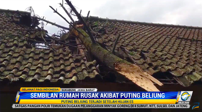 Sembilan Rumah di Sukabumi Rusak Akibat Puting Beliung