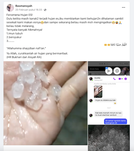 [Cek Fakta] Mengonsumsi Hujan Es Diklaim Bisa Tingkatkan Imunitas? Cek Dulu Faktanya