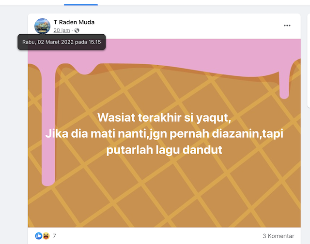 [Cek Fakta] Wasiat Menteri Yaqut jika Meninggal tak Ingin Azan, tapi Lagu Dangdut? Ini Faktanya