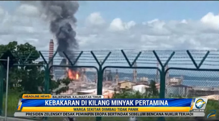 Kebakaran Menimpa Kilang Minyak Pertamina di Balikpapan
