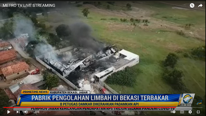 Pabrik Pengolahan Limbah di Bekasi Terbakar