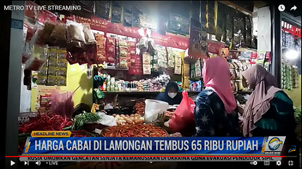 Harga Cabai di Pasar Tradisional Lamongan Capai Rp65.000 per Kg
