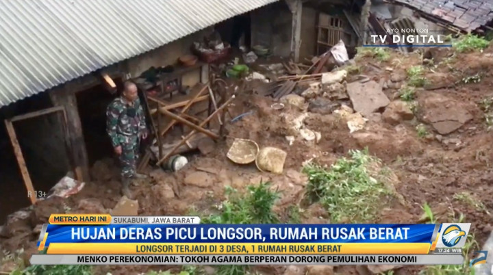 Sukabumi Diterjang Longsor, Satu Rumah Rusak Berat