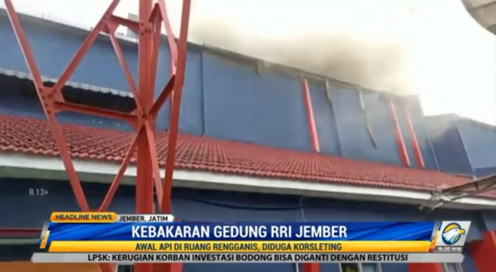 Korsleting Diduga Jadi Penyebab Kebakaran Gedung RRI Jember