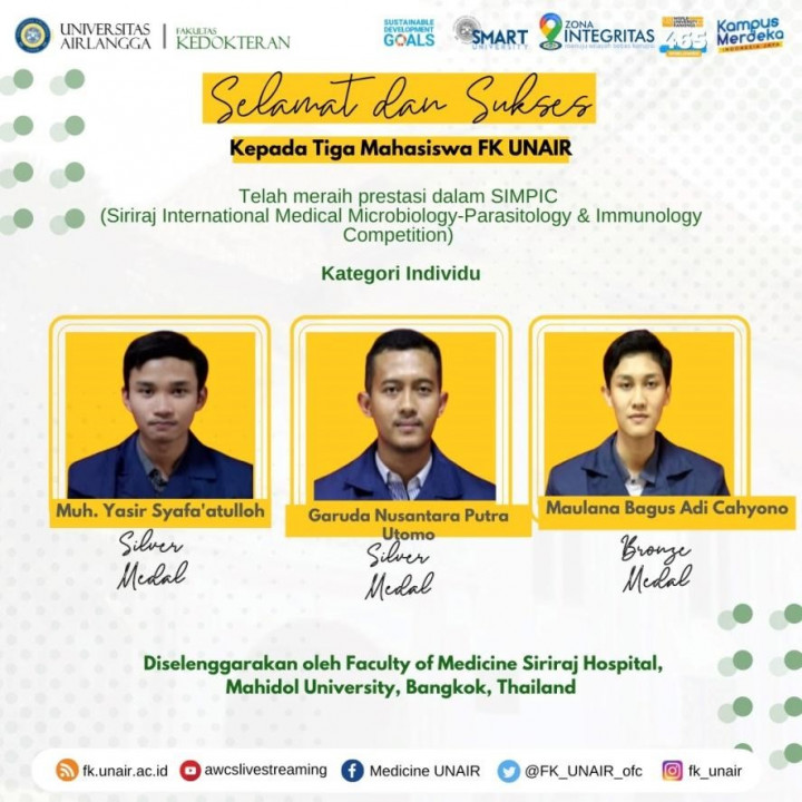 Mahasiswa FK Unair Bawa Pulang 3 Medali di Olimpiade Thailand