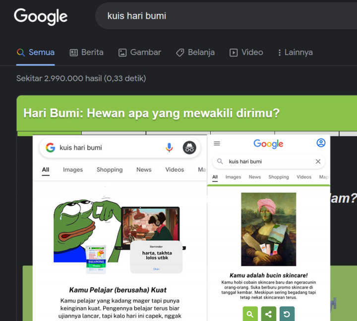 Kocak! Kompilasi Parodi Kuis Hari Bumi yang Sedang Viral