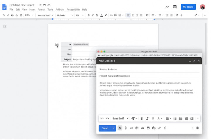 Makin Mudah, Kini Kirim Email Bisa Melalui Google Docs