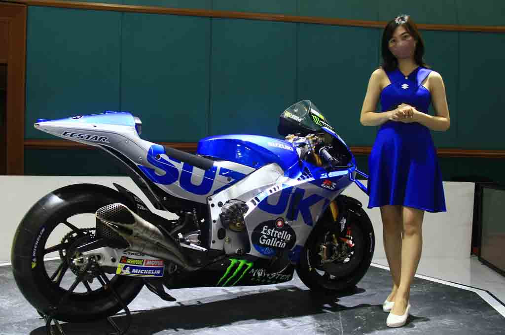 Motor Joan Mir diboyong ke Jakarta Auto Show 2022 seiring dengan momentum pelaksanaan MotoGP di Mandalika. SIS