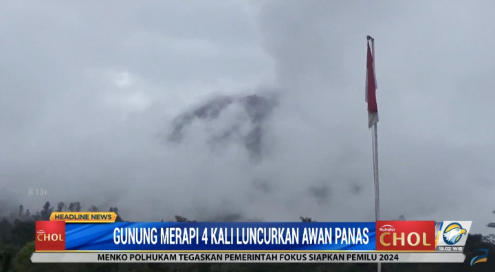 Gunung Merapi 4 Kali Luncurkan Awan Panas Hari Ini