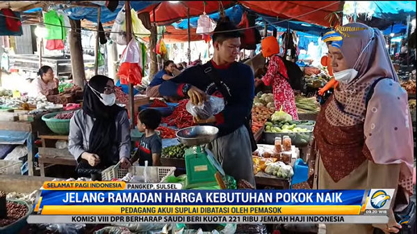 Bahan Pokok di Pasar Sentral Pangkajene Naik Drastis