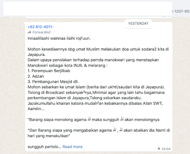 [Cek Fakta] Jadi Kota Injil Manokwari Larang Jilbab, Azan dan Pembangunan Masjid? Ini Faktanya