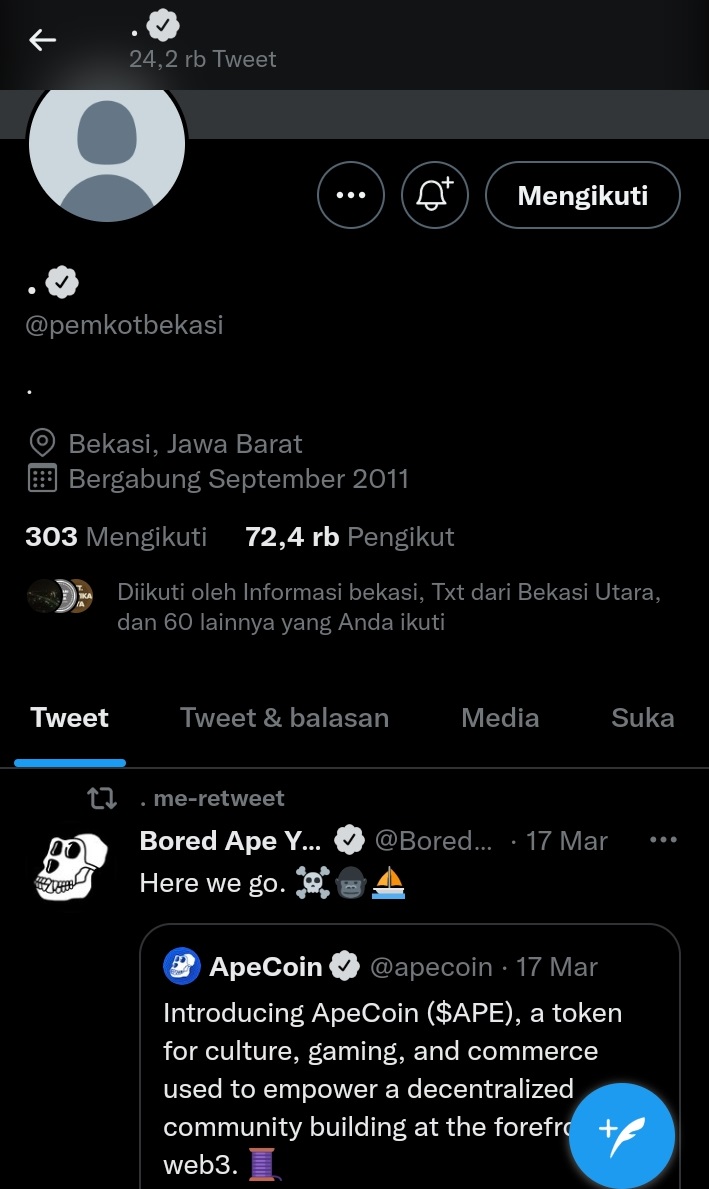 Akun Twitter Pemkot Bekasi Diretas, Cuitan Berisi Tentang <i>Cryptocurrency</i>