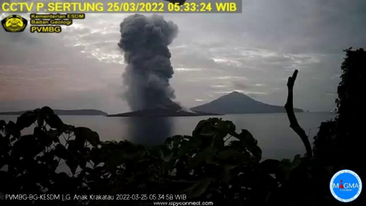 Gunung Anak Krakatau Semburkan Abu Vulkanik Sejauh 2 Km