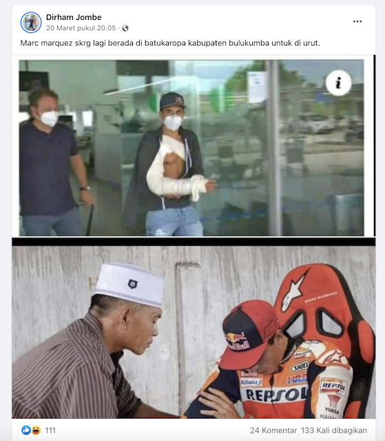 [Cek Fakta] Foto Marc Marquez Jalani Terapi Urut di Bulukumba? Begini Faktanya