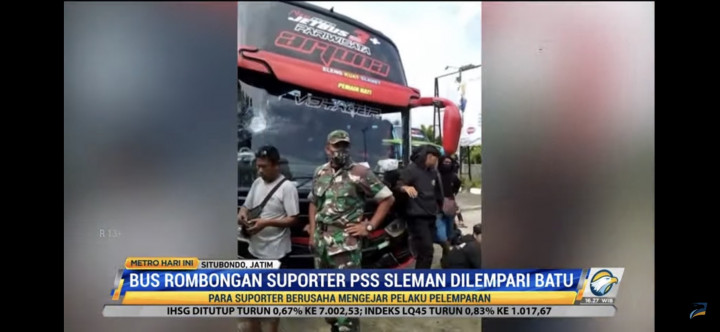 Rombongan Bus Suporter PSS Sleman Dilempari Batu