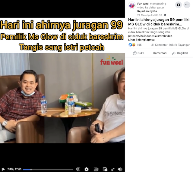 [Cek Fakta] Hari Ini Akhirnya Juragan 99 Pemilik MS Glow Diciduk Bareskrim? Simak Faktanya