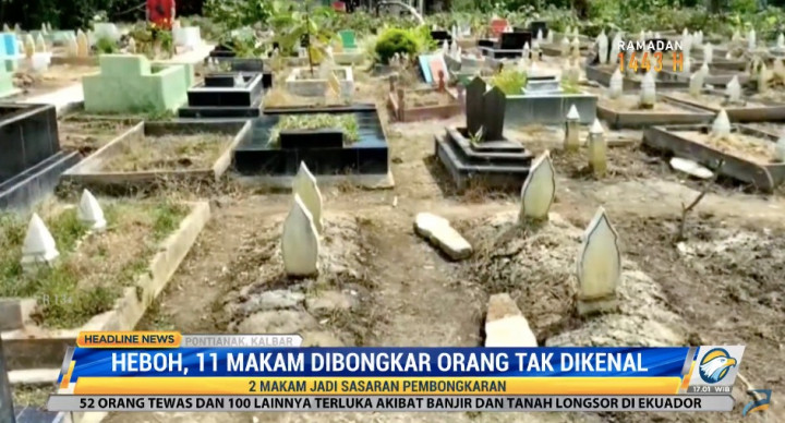 Belasan Makam di Pontianak Dibongkar Orang Tidak Dikenal