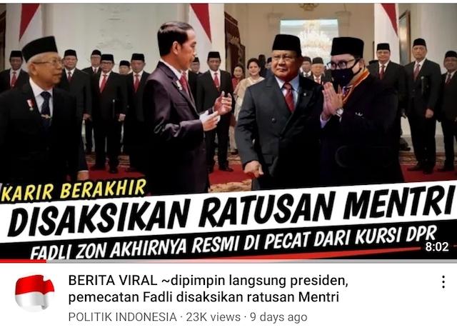 [Cek Fakta] Beredar Video Pemecatan Fadli Zon sebagai Anggota DPR? Cek Faktanya